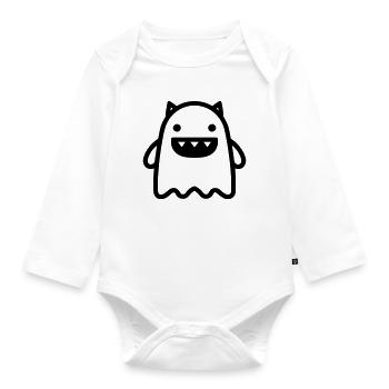 monster - Organic Longsleeve Baby Bodysuit - white - Front