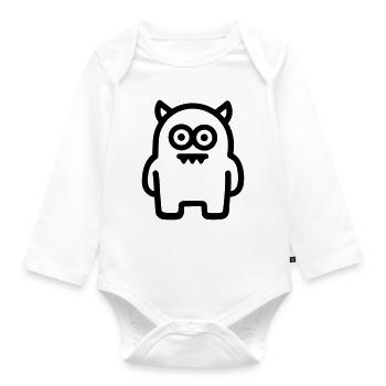 monster - Organic Longsleeve Baby Bodysuit - white - Front