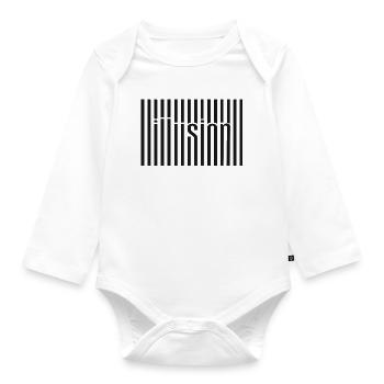 Illusion Barcode Textkunst - Baby Bio-Langarm-Body - Weiß - Vorne