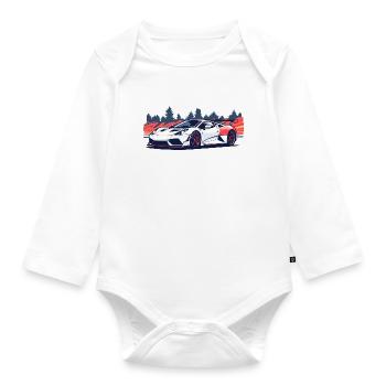 Racing supercar with a red accent - Organic Longsleeve Baby Bodysuit - white - Front