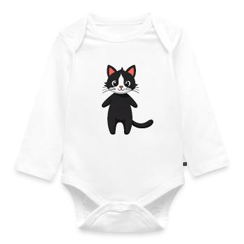 Black cat - Organic Longsleeve Baby Bodysuit - white - Front
