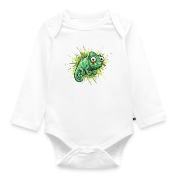 Éclaboussure de graffiti caméléon - Body Bébé bio manches longues - blanc - Devant