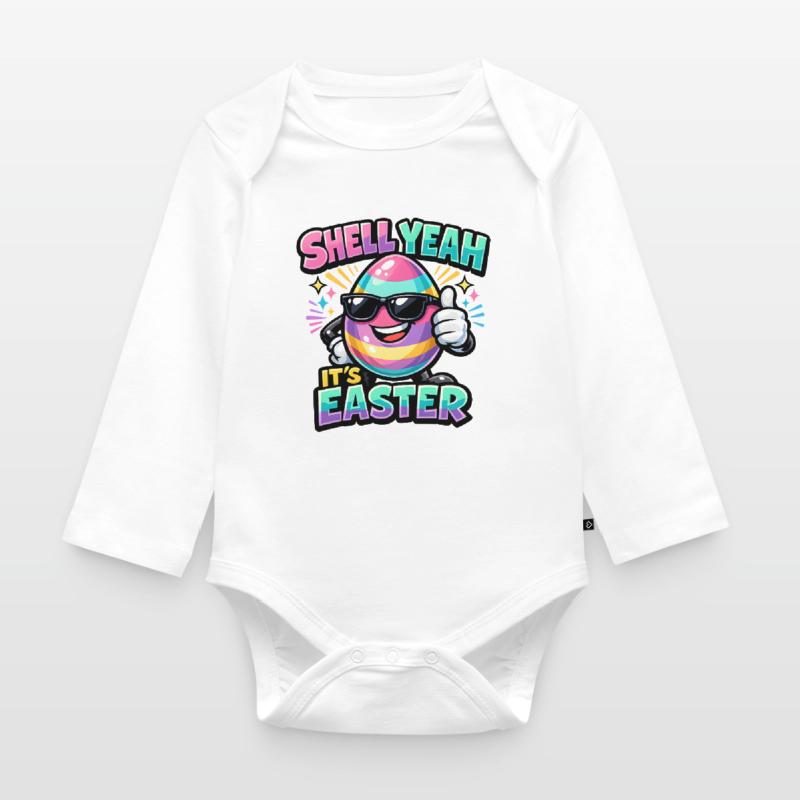 Shell yes It's Easter Easter Saying Hell yes Organic Longsleeve Baby Bodysuit