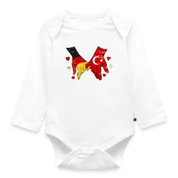 Allemagne Drapeaux de Turquie se tenant la main utilisés - Body Bébé bio manches longues - blanc - Devant