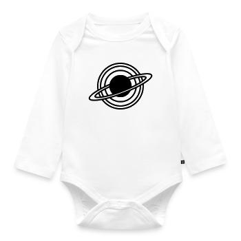 Saturn Planet Rings Silhouette - Organic Longsleeve Baby Bodysuit - white - Front