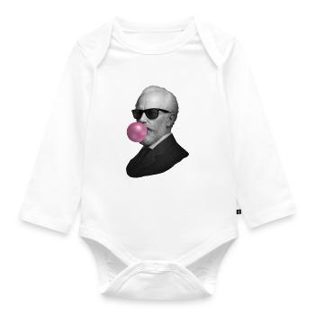 Retro Gentleman with Bubblegum - Organic Longsleeve Baby Bodysuit - white - Front