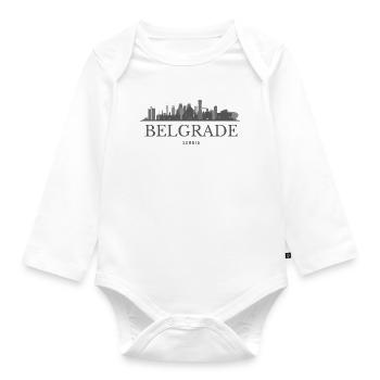 Belgrade Serbia, Belgrade skyline - Organic Longsleeve Baby Bodysuit - white - Front
