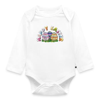 Joyeuses Pâques Constructeur de Briques Briques Œufs de Pâques - Body Bébé bio manches longues - blanc - Devant