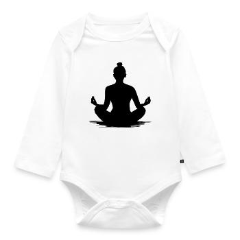 Silhouette de méditation yoga - Illustration - Body Bébé bio manches longues - blanc - Devant