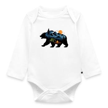 Night Mountain Adventure - Organic Longsleeve Baby Bodysuit - white - Front