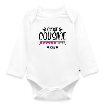 Große Cousine 2027 loading - Baby Bio-Langarm-Body - Weiß - Vorne