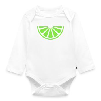 Lime slice - Organic Longsleeve Baby Bodysuit - white - Front