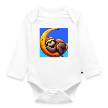 La paresse dort sur la Lune - Body Bébé bio manches longues - blanc - Devant