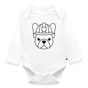 Frenchie Miner Helmet Lamp - Organic Longsleeve Baby Bodysuit - white - Front