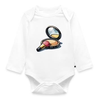 Powder brush illustration makeup - Organic Longsleeve Baby Bodysuit - white - Front