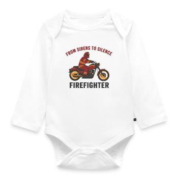 Feuerwehrmann-Biker-Abzeichen Schablone Kunst - Baby Bio-Langarm-Body - Weiß - Vorne