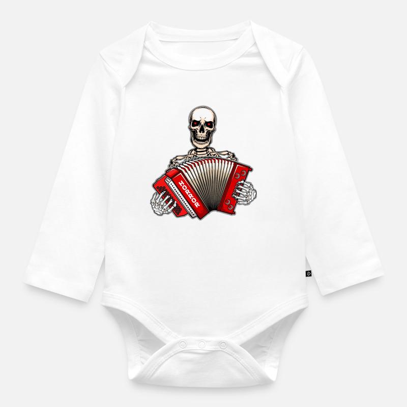 Styrian Harmonica Skeleton - Organic Longsleeve Baby Bodysuit - white