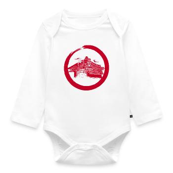 Red Japanese Landscape - Organic Longsleeve Baby Bodysuit - white - Front
