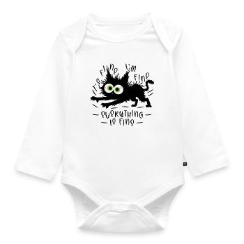 It's fine I'm fine Everything is fine - Cat - Organic Longsleeve Baby Bodysuit - white - Front