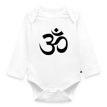 Om Symbol Mantra Silhouette - Organic Longsleeve Baby Bodysuit - white - Front