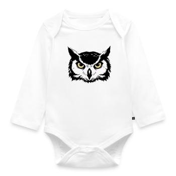 Tête de hibou mystique Nature - Body Bébé bio manches longues - blanc - Devant