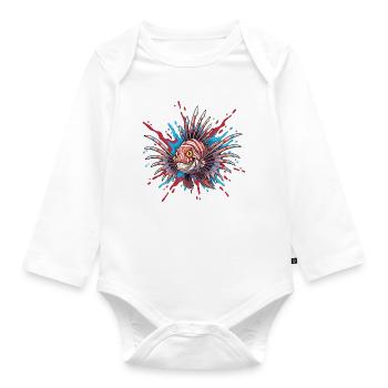 Spiny fish with a colorful accent - Organic Longsleeve Baby Bodysuit - white - Front
