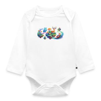Motif des animaux de la forêt fantastique Rêve de la forêt fantastique - Body Bébé bio manches longues - blanc - Devant