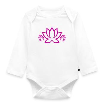 Lotusblume Symbol Meditation Yogis Shirt Sticker - Baby Bio-Langarm-Body - Weiß - Vorne
