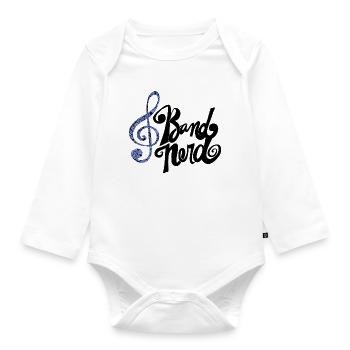 Mosaik-Indigo-Trippel-Clef - Baby Bio-Langarm-Body - Weiß - Vorne
