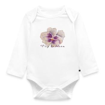 Pintura de flores de pensamiento blanca - Florecer gratis - Body orgánico de manga larga para bebé - blanco - delante