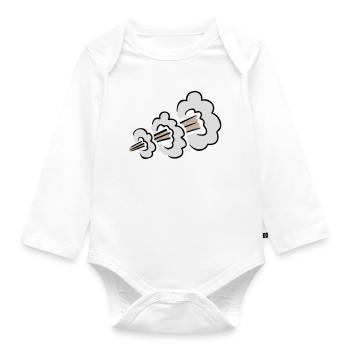 Lauter Furz Explosion Lustig Klohumor Comic Wolke - Baby Bio-Langarm-Body - Weiß - Vorne