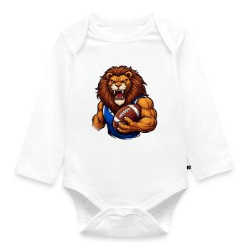 Löwe Football Maskottchen - Baby Bio-Langarm-Body - Weiß - Vorne
