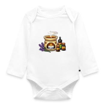 Ensemble de chauffe-bougie parfumé à la lavande - Body Bébé bio manches longues - blanc - Devant