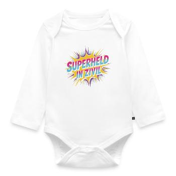 Superheld In Zivil Superhero Superhelden Kostüm - Baby Bio-Langarm-Body - Weiß - Vorne