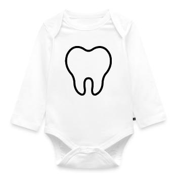 Tooth - Organic Longsleeve Baby Bodysuit - white - Front
