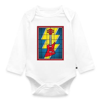 Stained Glass Guitar with Lightning Bolt - Organic Longsleeve Baby Bodysuit - white - Front