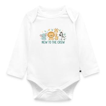 Baby Newborn Safari Animals New To The Crew - Organic Longsleeve Baby Bodysuit - white - Front