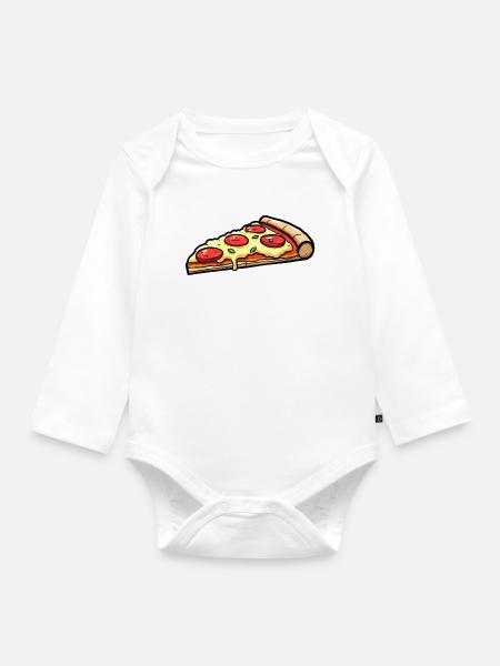 Pizza - Body Bébé bio manches longues - blanc
