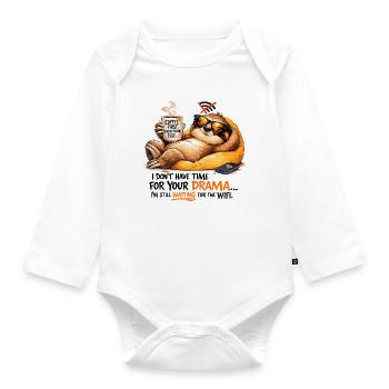 Sloth Coffee Lounge Drama - Organic Longsleeve Baby Bodysuit - white - Front
