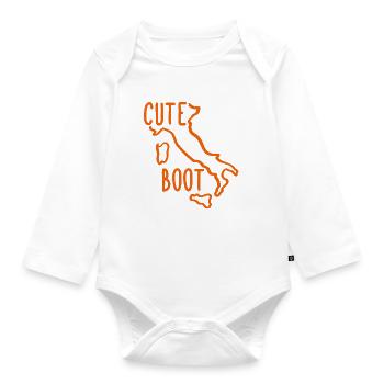 Cute Italian Boot - Cute Boot - Organic Longsleeve Baby Bodysuit - white - Front