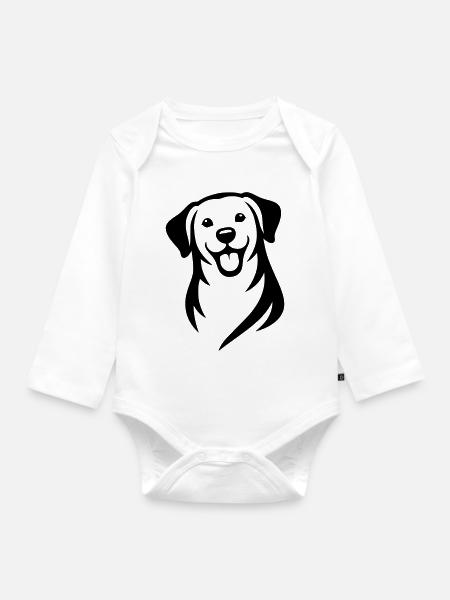 Hund - Baby Bio-Langarm-Body - Weiß