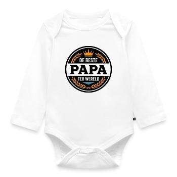 Leuk Vaderdag Shirt, Hoodie Beste Papa - Baby Bio-Langarm-Body - Weiß - Vorne