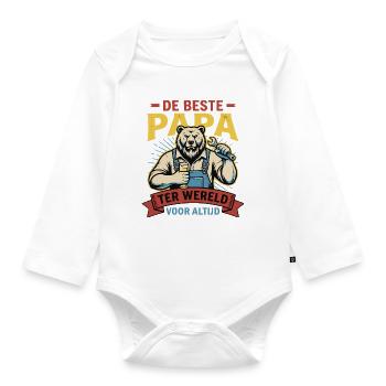 Beste Papa, Leuk Vaderdag Shirt of Hoodie - Baby Bio-Langarm-Body - Weiß - Vorne