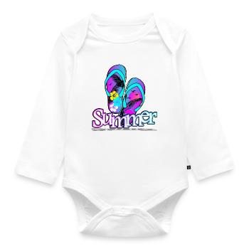 Summer Flip Flop - Organic Longsleeve Baby Bodysuit - white - Front