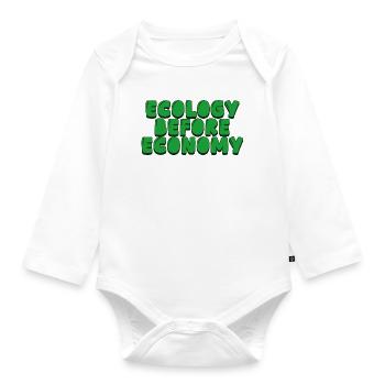 ecology before economy - Organic Longsleeve Baby Bodysuit - white - Front
