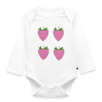 Himbeer Doppel-Cluster Muster - Baby Bio-Langarm-Body - Weiß - Vorne