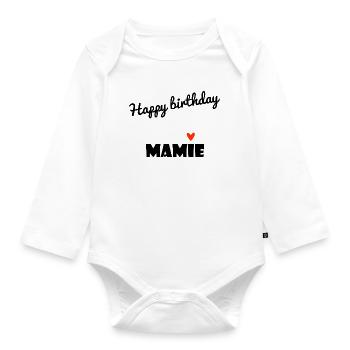 HAPPY BIRTHDAY. GRANNY. MAMMA. GRANDMOTHER. PARTY - Organic Longsleeve Baby Bodysuit - white - Front
