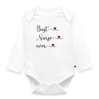 Krankenschwester - beste Krankenschwester - Baby Bio-Langarm-Body - Weiß - Vorne