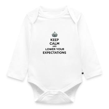 Keep Calm Lower Your Expectations - Organic Longsleeve Baby Bodysuit - white - Front