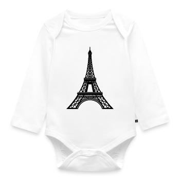Eiffel Tower - Organic Longsleeve Baby Bodysuit - white - Front
